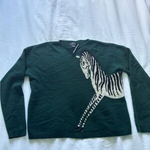 Green Sweater with Zebra Design